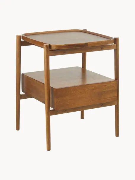 Noční stolek z dubového dřeva se zásuvkou Tony, Mořený tmavý dub, Š 49 cm, V 60 cm