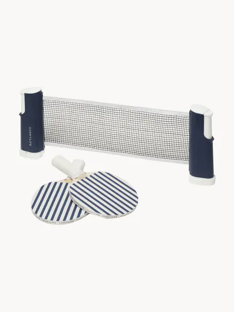 Set ping pong The Resort 5 pz, Plastica, legno, Bianco, blu scuro, Larg. 19 x Alt. 16 cm