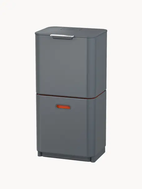 Papelera reciclaje Totem, 2x30 L, Recipiente: acero inoxidable, recubie, Interior: polipropileno, Gris oscuro, rojo, An 39 x F 67 cm, 60 L