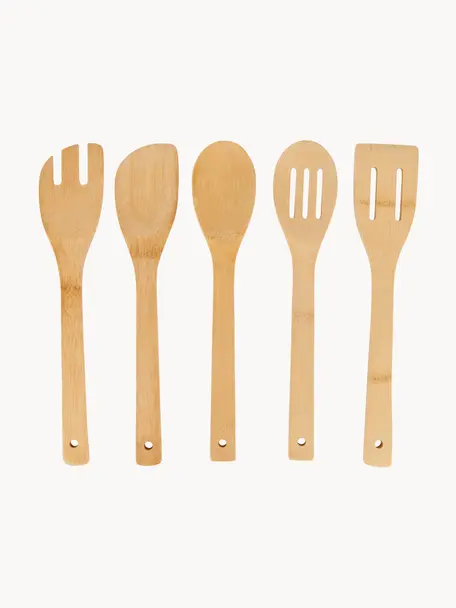 Ustensiles de cuisine en bambou Grodi, lot de 5, Bambou, Beige, long. 30 cm