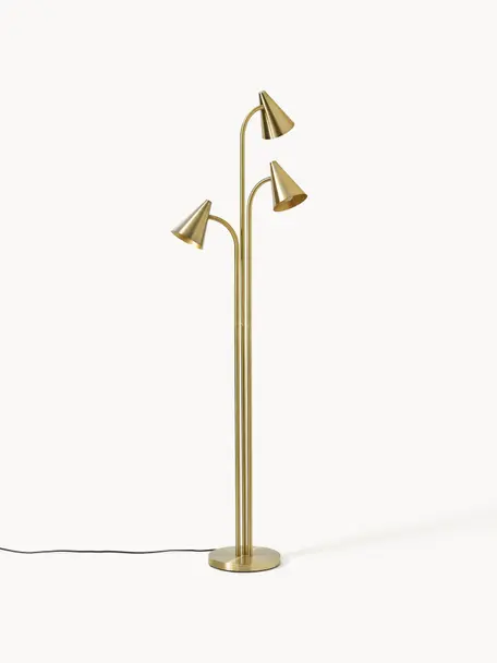 Lámpara de pie de metal Arturo, Lámpara: metal recubierto, Cable: plástico, Dorado, Al 159 cm