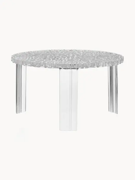 Ogrodowy stolik kawowy T-Table, W 28 cm, Szkło akrylowe, Transparentny, Średnica: 50 cm