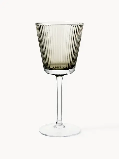 Mondgeblazen wijnglazen Grand Cru, 4 stuks, Glas, Grijs, transparant, Ø 8 x H 18 cm, 180 ml