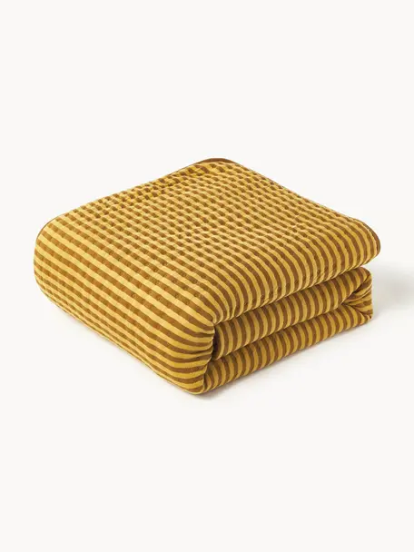 Colcha de algodón acolchada Nivia, Funda: 100% algodón, Amarillo mostaza, ocre, An 180 x L 250 cm (para camas de 140 x 200 cm)