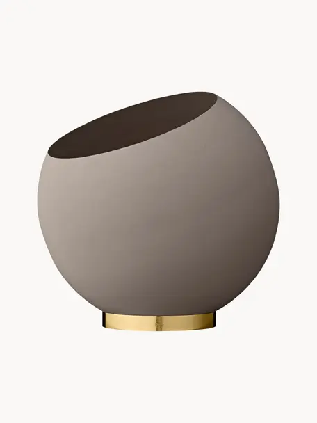 Kovový obal na květináč Globe, Potažený kov, Greige, Ø 37 cm, V 32 cm