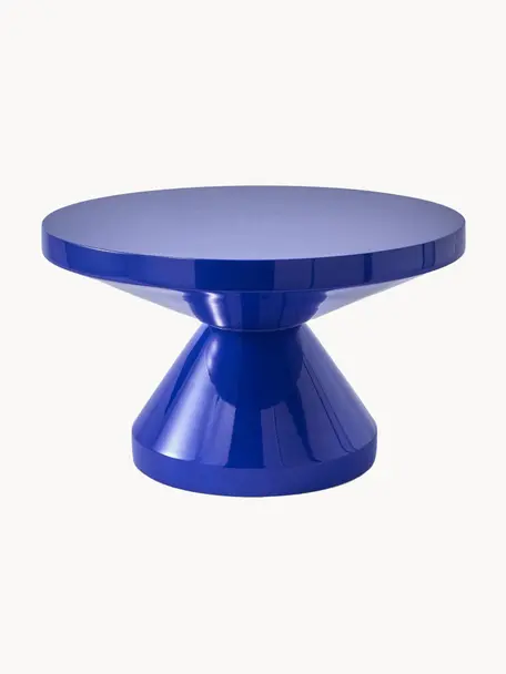 Ronde salontafel Zig Zag, Kunststof, gelakt, Koningsblauw, Ø 60 cm
