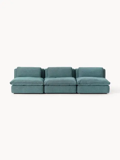 Modulares Sofa Felix (3-Sitzer), Bezug: 100 % Polyester Der strap, Gestell: Massives Kiefern- und Fic, Füße: Kunststoff Dieses Produkt, Webstoff Türkisgrün, B 300 x T 110 cm