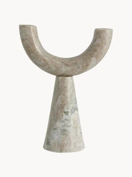 Bougeoir en marbre Rif, Marbre, Beige clair, marbré, larg. 20 x haut. 27 cm