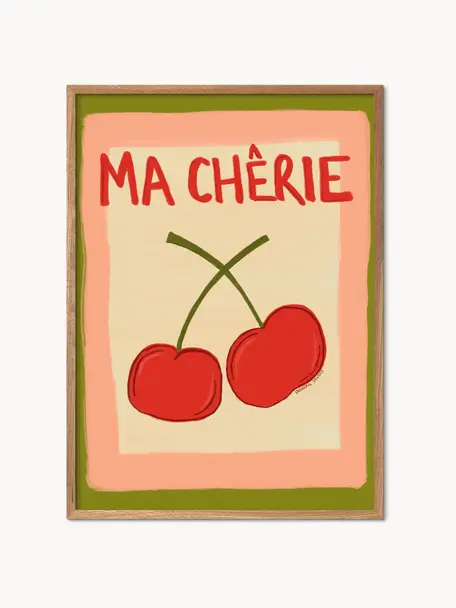Póster Ma Chérie, Papel

Este producto está hecho de madera de origen sostenible y con certificación FSC®., Rojo, beige claro, An 30 x Al 40 cm