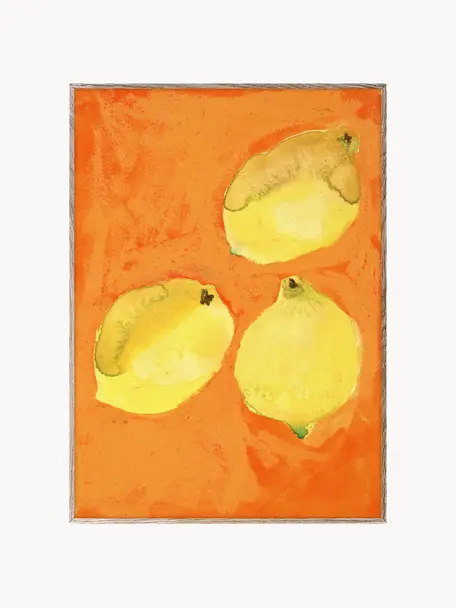 Poster Lemons, Cartoncino opaco da 210 g firmato Hahnemühle, stampa digitale con 10 colori resistenti ai raggi UV, Giallo limone, arancione, Larg. 30 x Alt. 40 cm