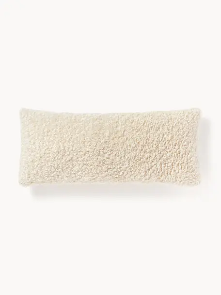 Housse de coussin en tissu peluche Dotty, 100 % polyester (tissu peluche), Blanc crème, larg. 30 x long. 70 cm