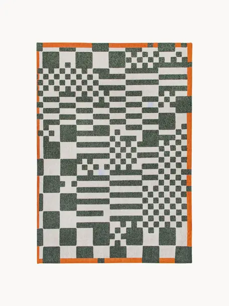 Teppich Honey mit grafischem Muster, 100 % Polyester, Dunkelgrün, Off White, Orange, B 80 x L 150 cm (Grösse XS)