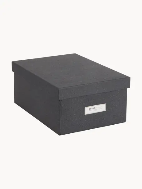 Úložná škatuľa Karin, Š 23 x H 32 cm, Plátno, pevný kartón, Antracitová, Š 23 x H 32 cm