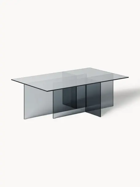 Glazen salontafel Anouk, Glas, Grijs, transparant, B 102 x H 63 cm