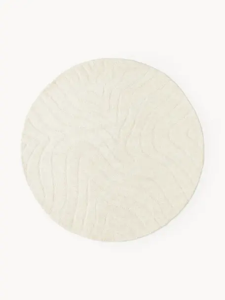 Tapis rond en laine tuftée main Aaron, Blanc crème, Ø 150 cm (taille M)