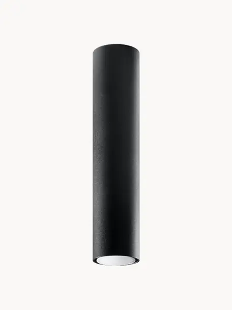 Faretto da soffitto Castro, alt. 40 cm, Acciaio rivestito, Nero opaco, Ø 6 x Alt. 40 cm