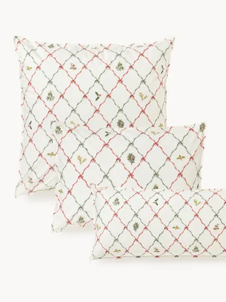 Funda de almohada doble cara de percal Twigs, Off White, multicolor, An 45 x L 110 cm