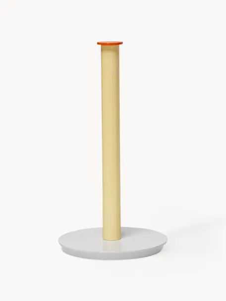 Keukenrolhouder Play van metaal, Gecoat metaal, Grijs, lichtgeel, Ø 15 x H 28 cm