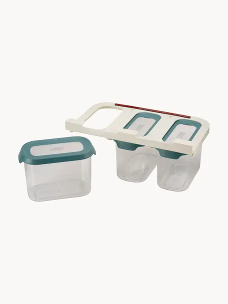 Set contenitori con binario Cupboard Store 4 pz, Contenitore: plastica, Coperchio: silicone, Trasparente, petrolio, Larg. 17 x Alt. 12 cm