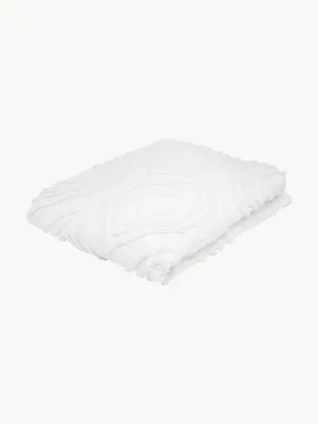 Přehoz s všívaným vzorem Faye, 100 % bavlna, Bílá, Š 240 cm, D 260 cm (pro postele s rozměry až 200 x 200 cm)