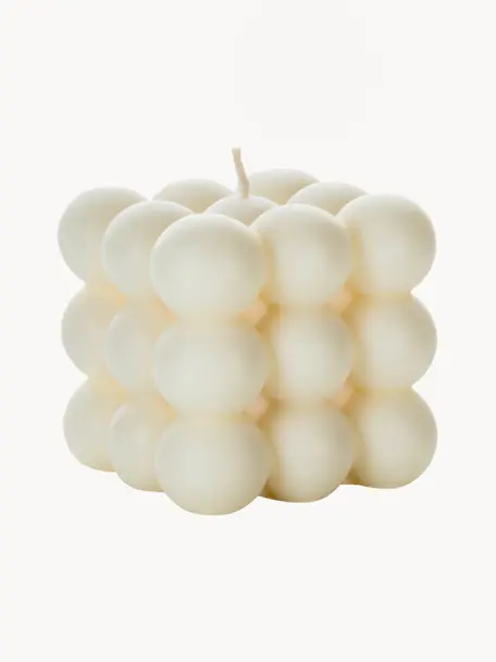 Bougie décorative Bubble, Cire, Blanc crème, larg. 6 x haut. 6 cm