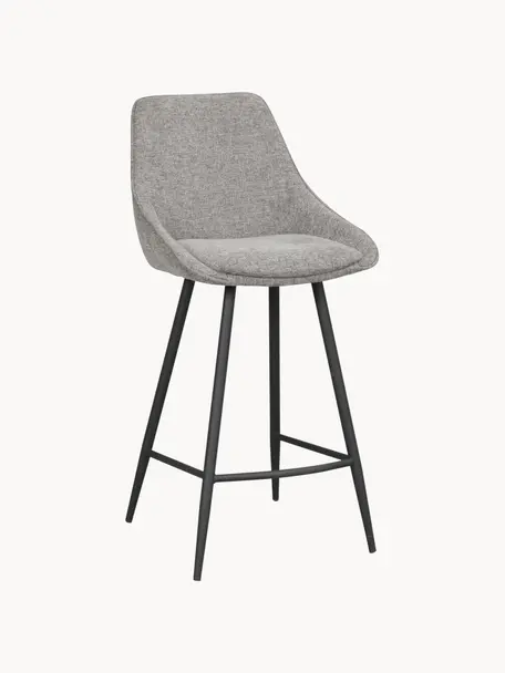 Chaise de comptoir Sierra, Tissu gris clair, noir, larg. 47 x haut. 97 cm