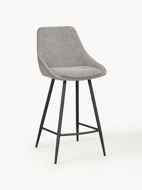 Chaise de comptoir Sierra, Tissu gris clair, noir, larg. 47 x haut. 97 cm