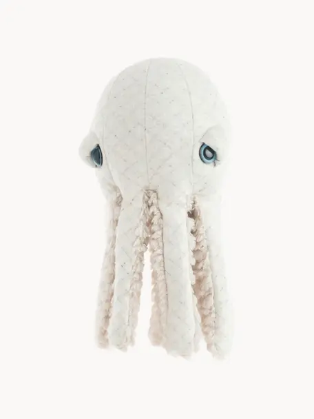 Ručně vyrobený měkký polštář Octopus, Tlumeně bílá, světle béžová, Ø 16 cm, V 30 cm