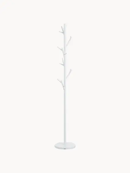 Stojan na oblečenie s 18 háčikmi Tree, Oceľová tyč s práškovým náterom, Biela, V 170 cm