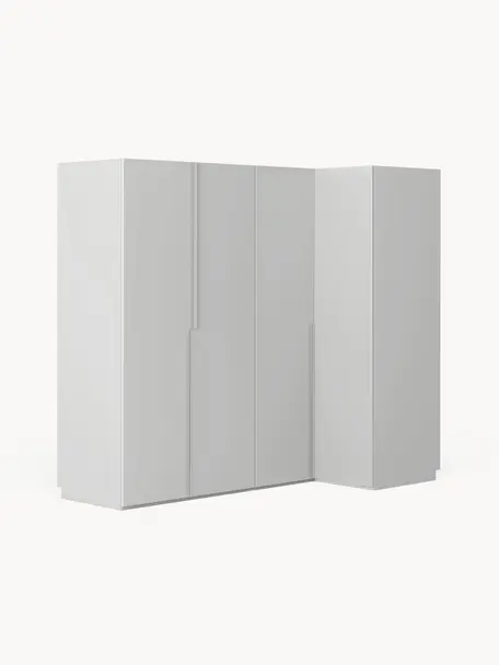 Armario esquinero modular Leon, 4 puertas (215 cm), diferentes variantes, Estructura: tablero aglomerado revest, Gris claro, Interior Basic (An 215 x Al 200 cm) esquinero