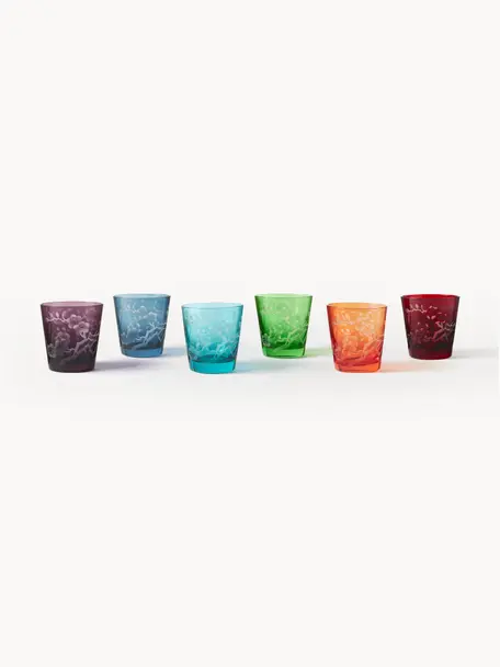 Set 6 bicchieri per acqua  Bloom, Vetro, Multicolore, Ø 8 x Alt. 9 cm