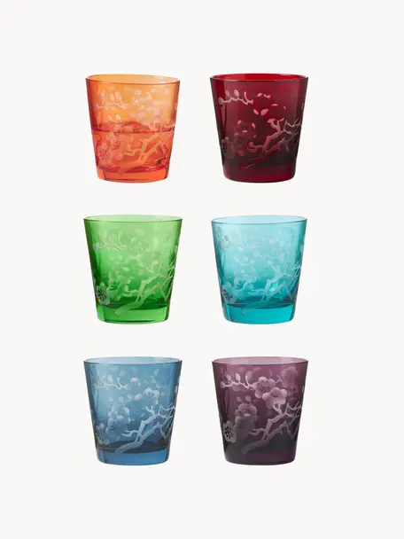 Set di 6 bicchieri Bloom, Vetro, Multicolore, Ø 8 x Alt. 9 cm