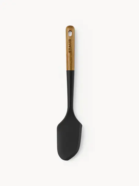 Spatola con manico in legno d'acacia Cook, Silicone, legno d'acacia, Nero, legno scuro, Lung. 30 cm