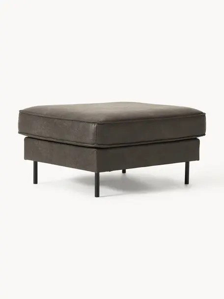 Pouf en cuir recyclé Hunter, Cuir anthracite, larg. 85 x prof. 70 cm