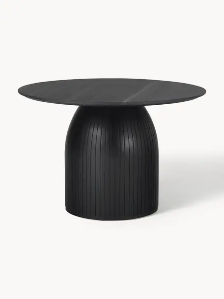Okrągły stół do jadalni z marmurowym blatem Nelly, Blat: marmur, Noga: drewno mangowe, drewno dę, Czarny, marmurowy, Ø 115 cm