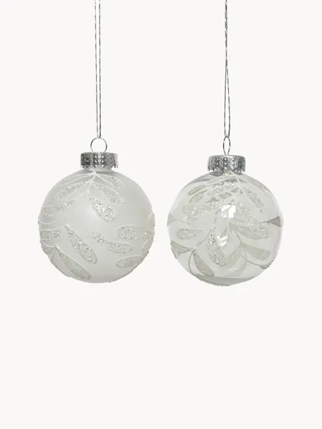 Set de bolas de Navidad Mistletoe, 12 uds., Plástico, Gris claro, transparente, Ø 8 cm
