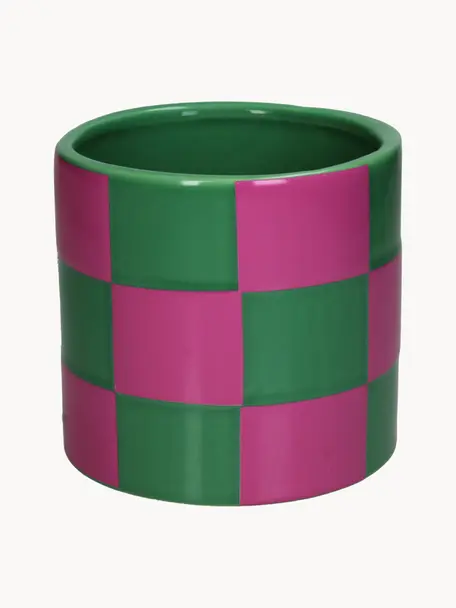 Übertopf Blocks aus Dolomit, Dolomit, Pink, Dunkelgrün, Ø 14 x H 13 cm