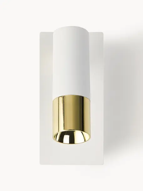 Verstellbarer LED-Wandstrahler Bobby, Lampenschirm: Metall, pulverbeschichtet, Weiss, Goldfarben, B 7 x H 15 cm