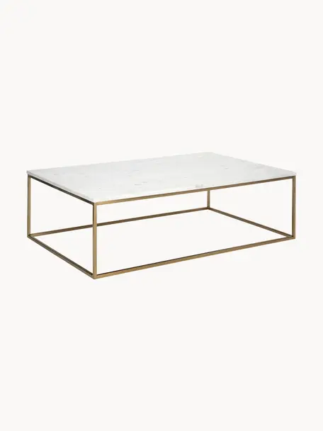 Velký mramorový konferenční stolek Alys, Bílá mramorová, zlatá, Š 120 cm, H 75 cm