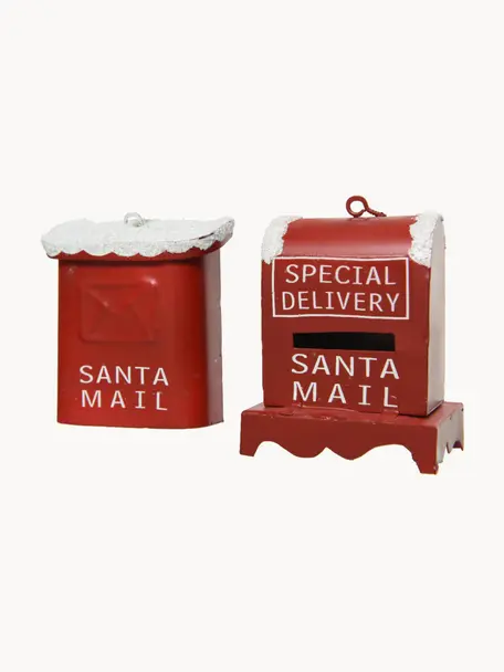 Komplet dekoracji Mail, 2 elem., Żelazo powlekane, Czerwony, biały, S 6 x W 6 cm