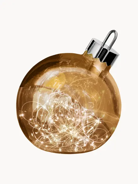 Bola de Navidad luminosa LED Aggia, a pilas, Latón, Ø 20 x Al 22 cm