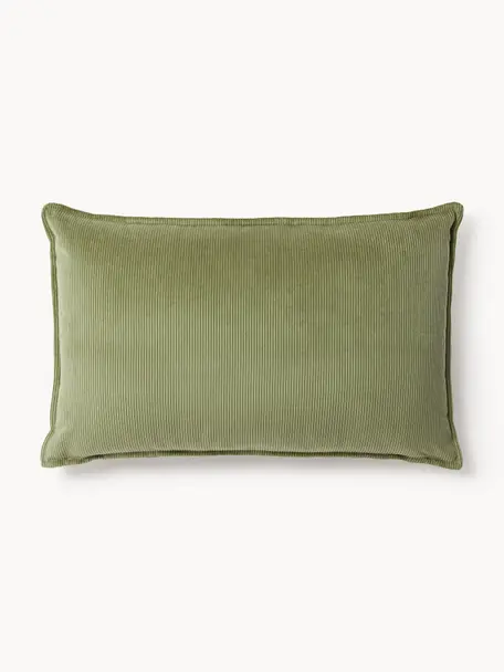 Cord-Sofa-Kissen Lennon, Hülle: Cord (92 % Polyester, 8 %, Cord Olivgrün, B 50 x L 80 cm