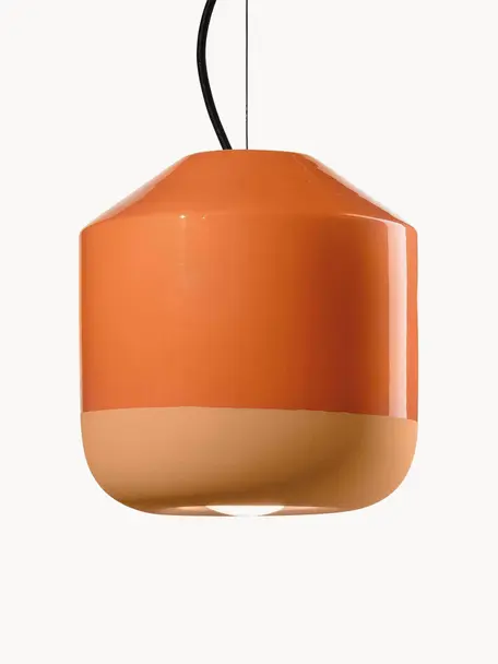 Lampada a sospensione piccola fatta a mano Bellota, Paralume: ceramica, Baldacchino: alluminio, verniciato a p, Arancione, Ø 24 x Alt. 25 cm
