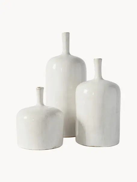 Komplet wazonów Vormark, 3 elem., Ceramika, Biały, Komplet z różnymi rozmiarami