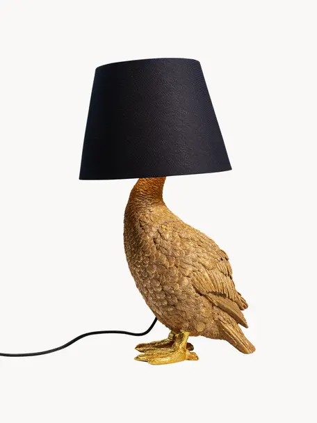 Grande lampe à poser Duck, Doré, noir, larg. 31 x haut. 58 cm