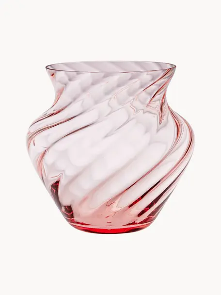 Vase artisanal Dahlia, Verre, Rouge corail, Ø 23 x haut. 22 cm