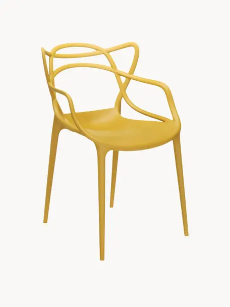 Chaises à accoudoirs Masters, 2 pièces, Plastique, Jaune soleil, larg. 57 x prof. 47 cm