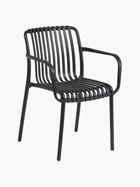 Krzesło ogrodowe z podłokietnikami Isabellini, Tworzywo sztuczne, Czarny, S 54 x G 49 cm
