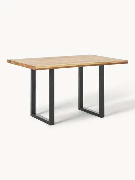 Table en bois de chêne Oliver, tailles variées, Bois de chêne, noir, larg. 140 x prof. 90 cm