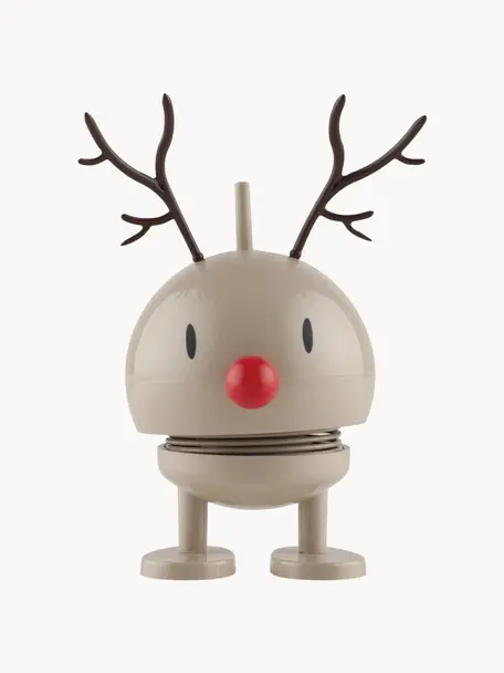 Deko-Objekt Hoptimist Reindeer Bumble, Kunststoff, Metall, Greige, Schwarz, Rot, Ø 5 x H 9 cm